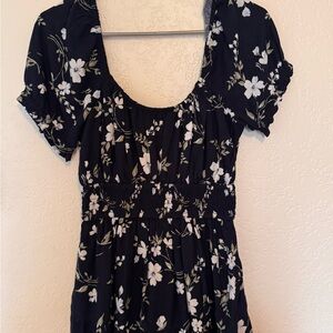 Hollister Black Floral Scoop-Neck Dress